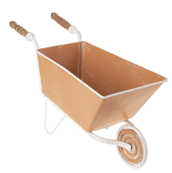 Terracotta Finish Metal Mini Wheelbarrow Planter