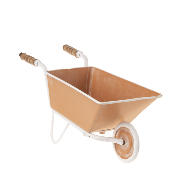 Terracotta Finish Metal Mini Wheelbarrow Planter