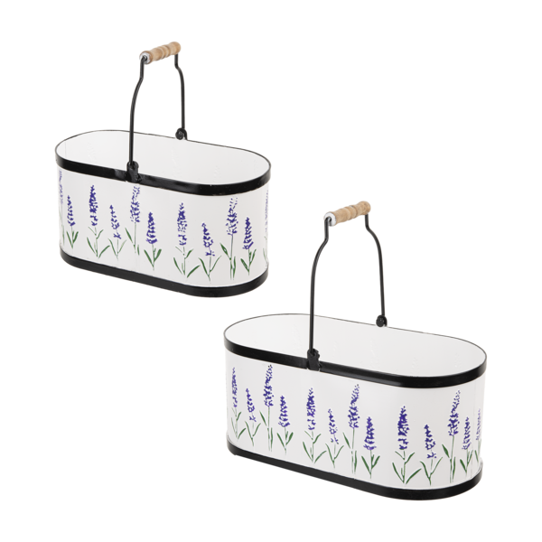 Embossed Lavender Oval Bucket Planter