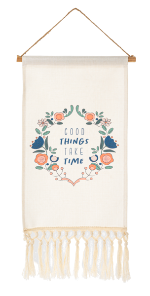 Fringed Boho Butterfly or Floral Wreath with Text Wall Decor