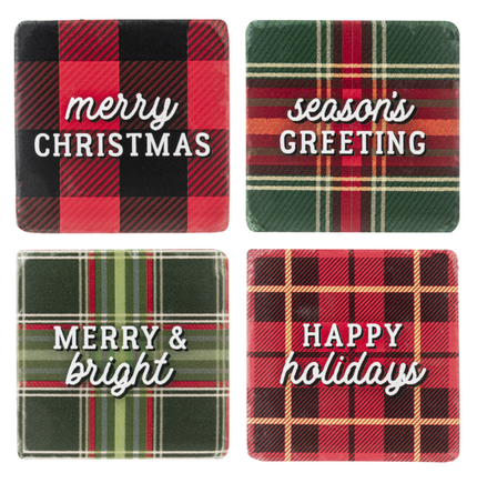 Holiday Plaid with Text Coaster (4 pc. set)