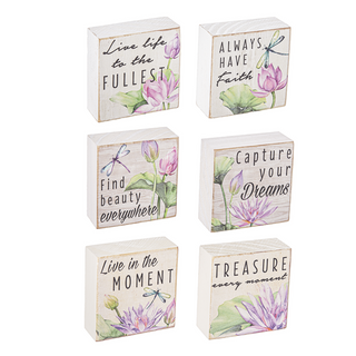 Watercolor Lilies with Dragonflies Block
