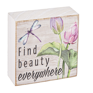 Watercolor Lilies with Dragonflies Block