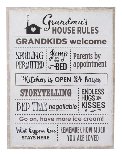 Grandma's House Rules Metal Sign