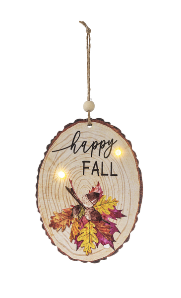 Painted Fall Light Up Ornaments-Faux Wood Slices-Choose from 6 Styles