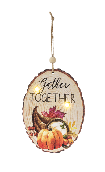 Painted Fall Light Up Ornaments-Faux Wood Slices-Choose from 6 Styles