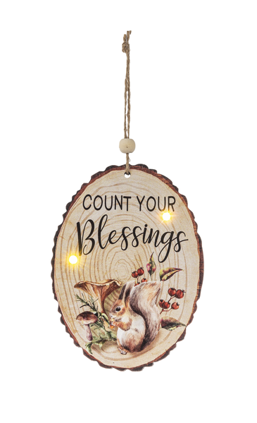 Painted Fall Light Up Ornaments-Faux Wood Slices-Choose from 6 Styles