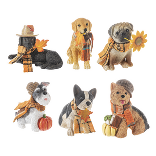 Dog Figurines-Pets in Plaid Scarves