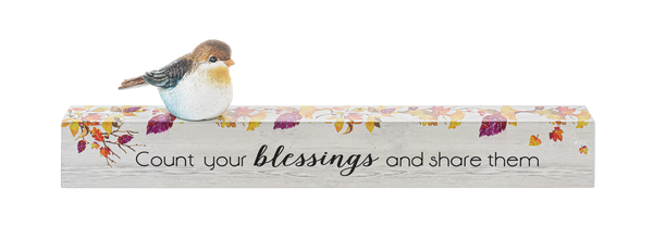 Fall Florals Shelfsitters with Bird-Choose from 4 Sayings