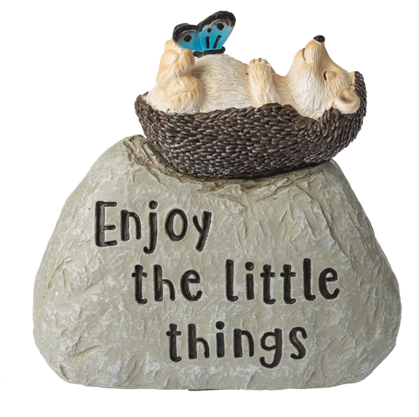 Garden Hedgehog on Rocks Figurine