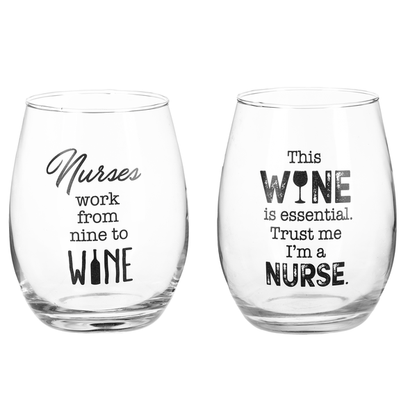 Nurse & Frontline Worker - Stemless Wine Glasses,17oz