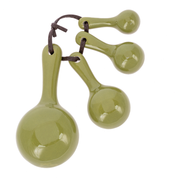 Ceramic Wine And Cheese Print Measuring Spoon Set - 4 Pieces