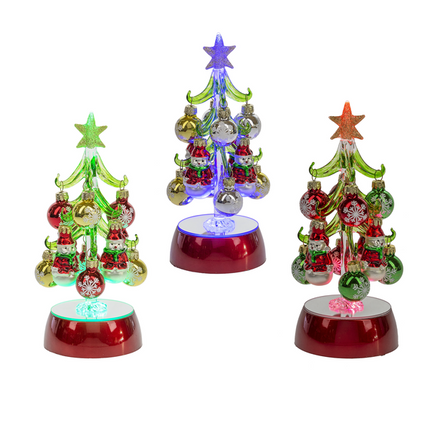 Light Up Christmas Tree with Ornaments 8 inch