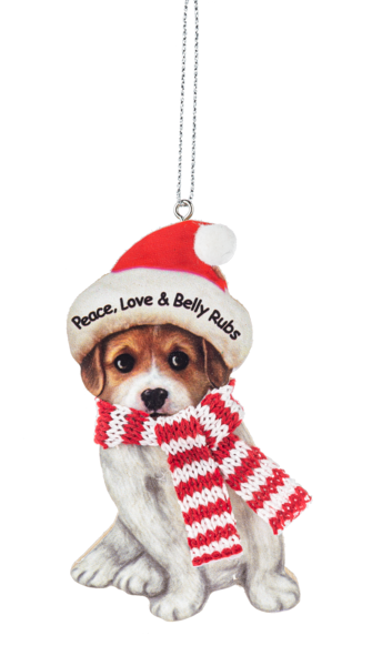 Dogs Ornament with Christmas Hat-3 Sayings