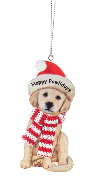 Dogs Ornament with Christmas Hat-3 Sayings