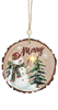 Snowman on Tree Slice, Light Up Ornament