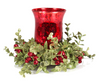 Small Mistletoe Glass/Floral Tea Light Set
