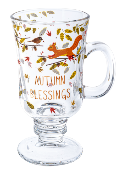 Autumn Glass Footed 8.5oz. Mug Set (4 pc. set)