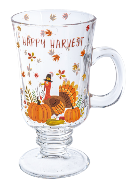 Autumn Glass Footed 8.5oz. Mug Set (4 pc. set)