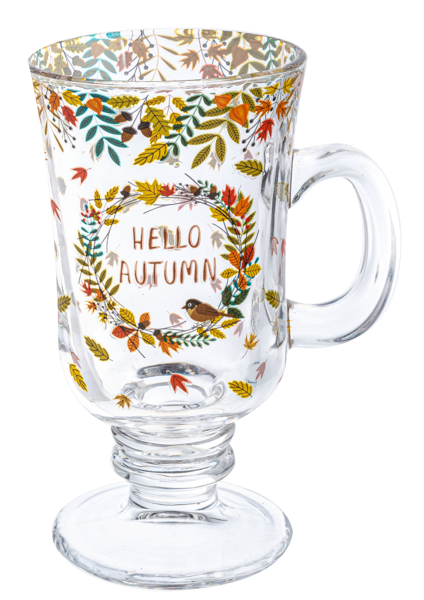Autumn Glass Footed 8.5oz. Mug Set (4 pc. set)