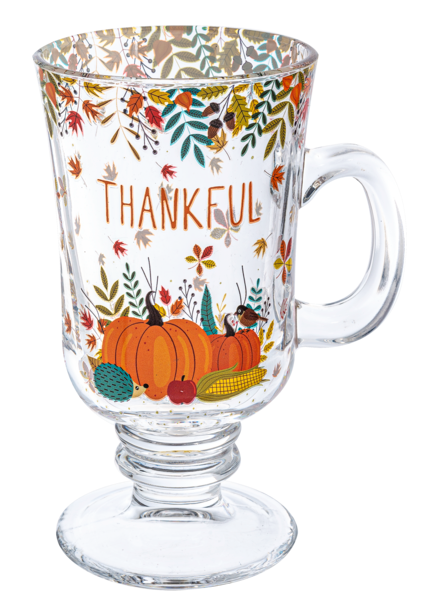 Autumn Glass Footed 8.5oz. Mug Set (4 pc. set)