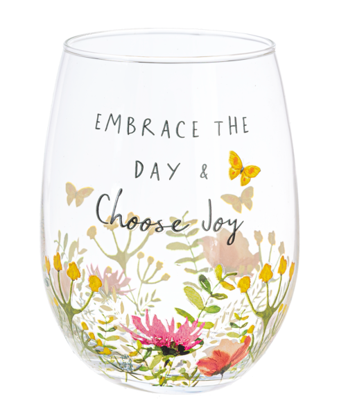 Botanical Message Stemless Wine Glasses