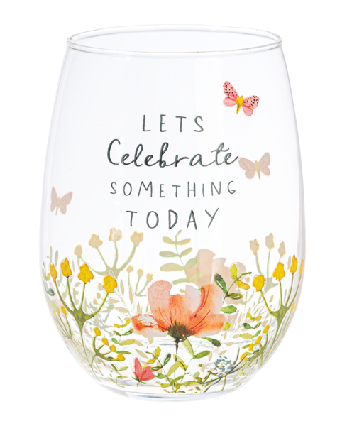 Botanical Message Stemless Wine Glasses