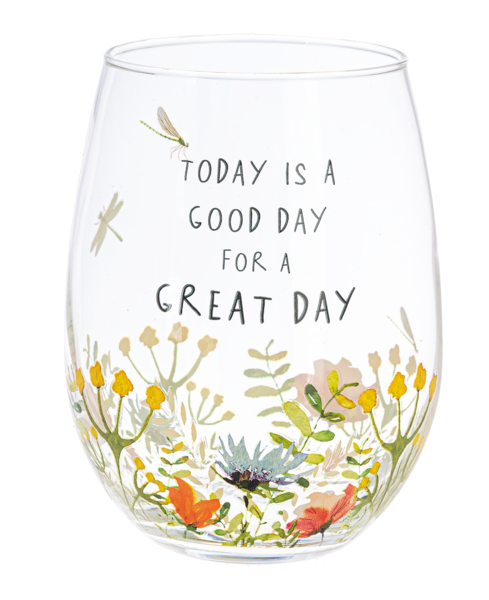 Botanical Message Stemless Wine Glasses