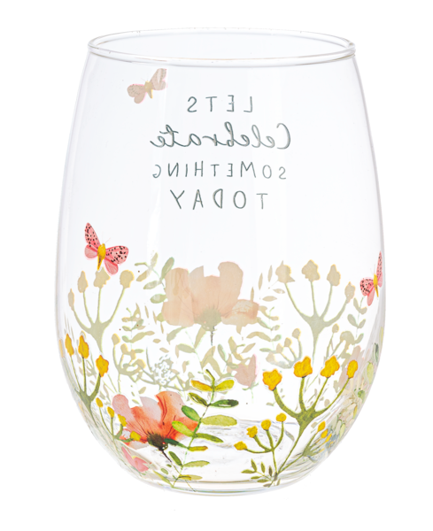 Botanical Message Stemless Wine Glasses