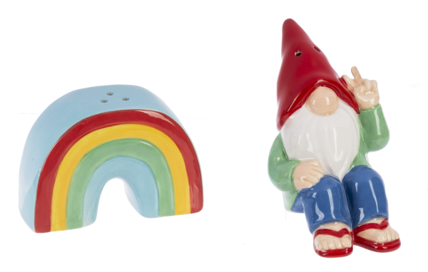 Gnome on Rainbow Salt & Pepper Shaker Set