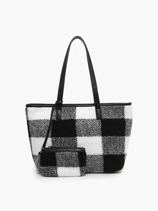 Goldie Plaid Sherpa Tote