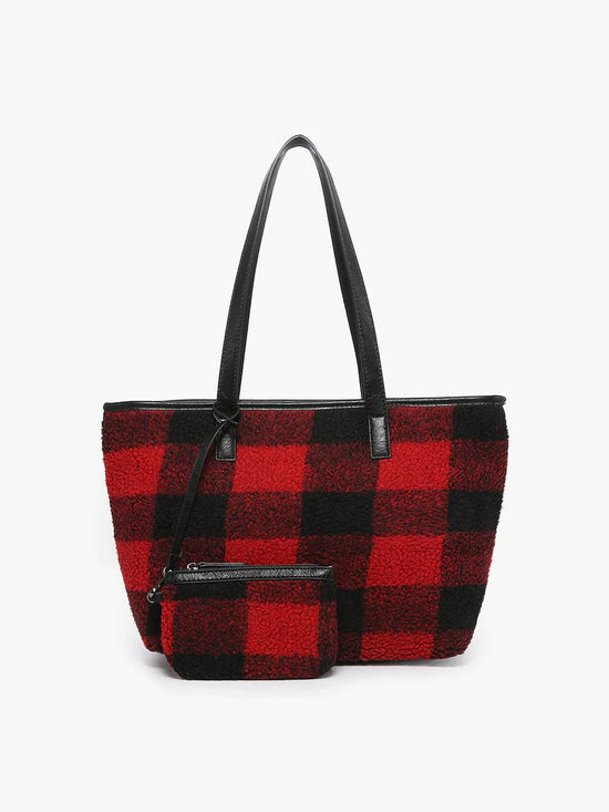 Goldie Plaid Sherpa Tote
