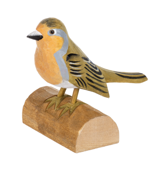 Carved Songbirds On Wood Base Figurine