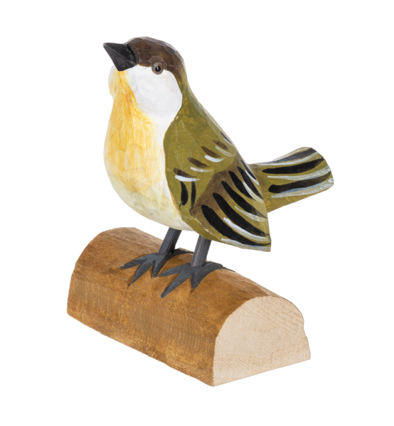 Carved Songbirds On Wood Base Figurine