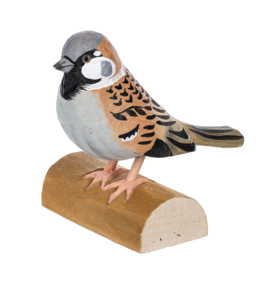 Carved Songbirds On Wood Base Figurine