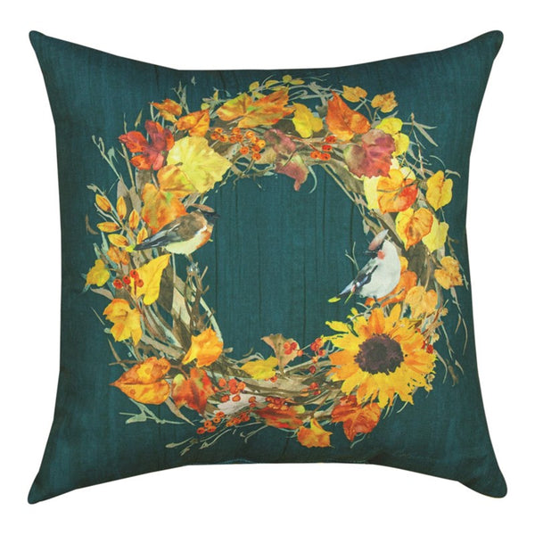 Fall Wreaths Waxwings Climaweave Pillow
