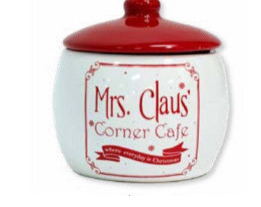 Mrs. Claus Stoneware Cannister and Lid