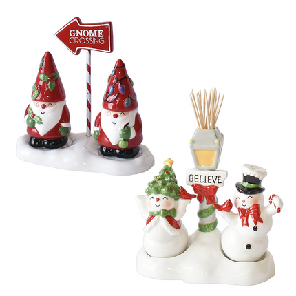 Santa Gnome or Snowman Salt & Pepper Shakers-3 piece Set