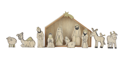 Wood Grain Nativity Set