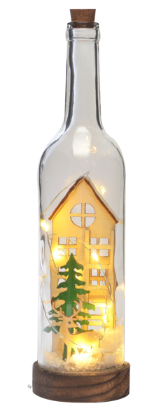 LED Light Up Winter Scene Wine Bottle Figurine