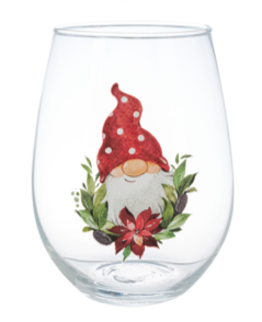 Holiday Gnome Stemless Wine Glass