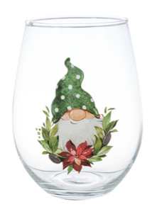 Holiday Gnome Stemless Wine Glass