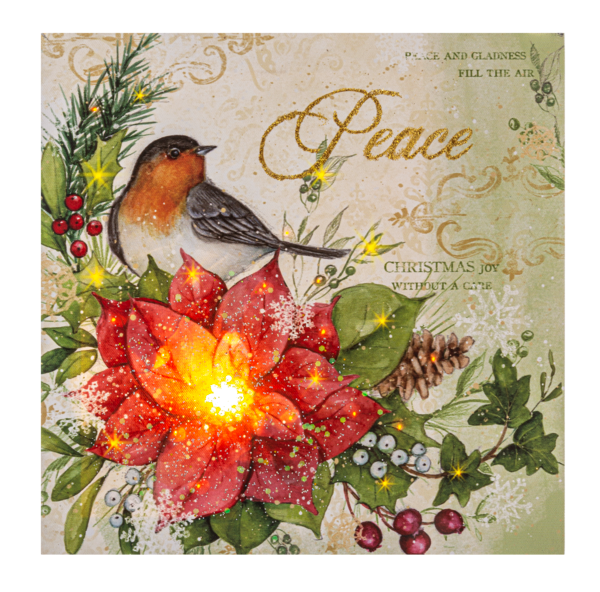 LED Light Up Winter Birds Wall Decor Canvas