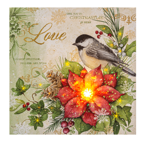 LED Light Up Winter Birds Wall Decor Canvas