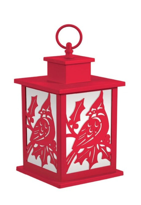 Holiday Frosted Glass Panel Fire Flame Lantern