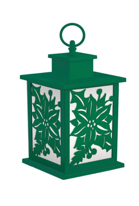 Holiday Frosted Glass Panel Fire Flame Lantern