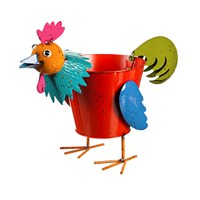 Rustic Metal Rooster Planter