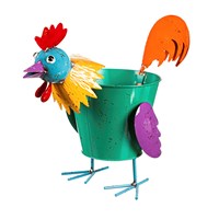 Rustic Metal Rooster Planter