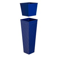 Blue Geometric Pattern Embossed Metal Front Door Planter