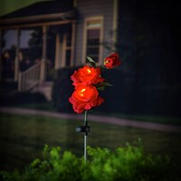 Solar Power Rose Garden Stake, Red